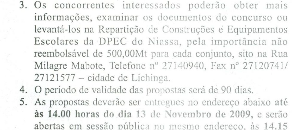 nº011/UGEA/FASE/CONST.MURO/DPECN/2009