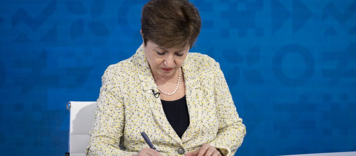IMF Managing Director Kristalina Georgieva signs a memorandum of understanding continuing the cooperation between the IMF and Austria in the context of the Joint Vienna Institute (JVI) for another four years, at the International Monetary Fund. 

IMF Photo/Ariana Lindquist
23 April 2022
Washington, DC, United States
Photo ref: AL220423316.jpg