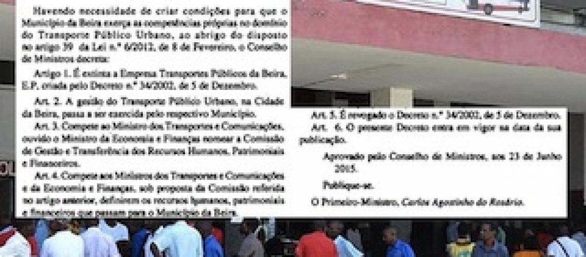 Governo extingue Transportes Públicos da Beira